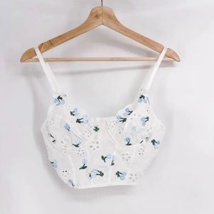 CottageCore White Floral Bustier Small